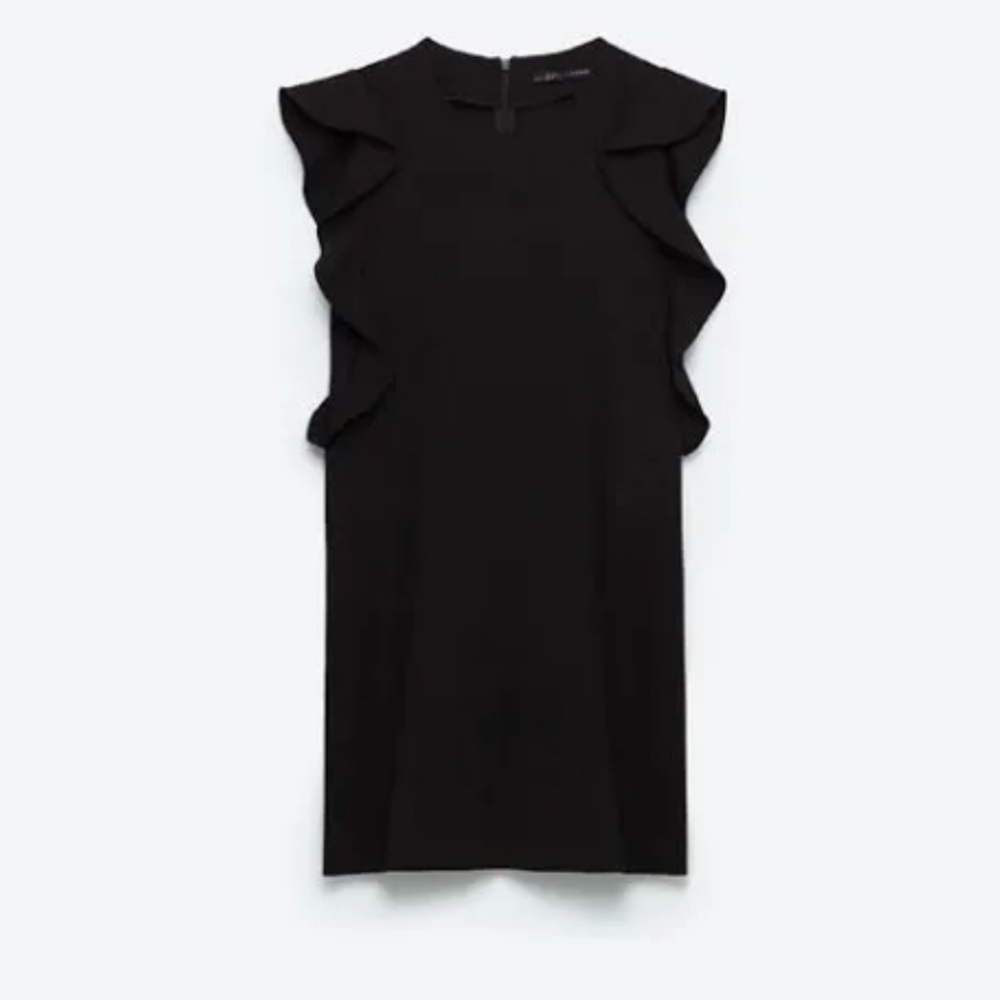 Zara Women Black Ruffle Sleeve Mini dress - Picture 2 of 12